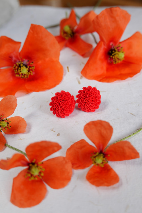 Náušnice Poppy red