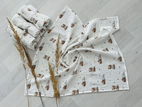 Mušelínová plenka 65x65- medvídek