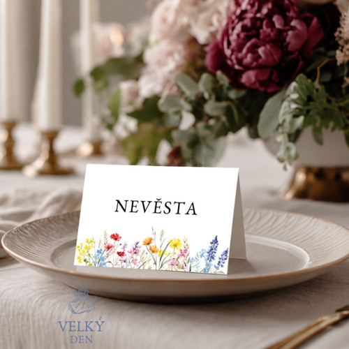 Svatební jmenovky - luční květiny VD001 Canva