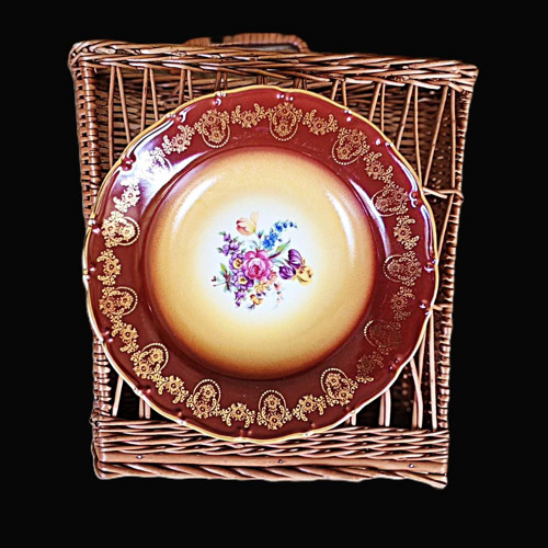 Vintage - Porcelánový talíř s květy - Stará Role -