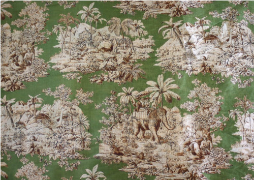 Látka Toile De Jouy zelená