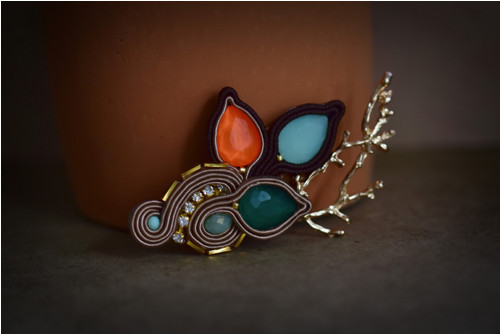 Barevná soutache brož/soutache brooch