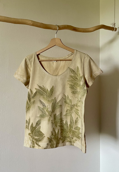 Bavlněné tričko ecoprint — foto 1