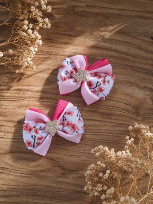 Dívčí sponky do vlasů - mašle sakura, 2 ks