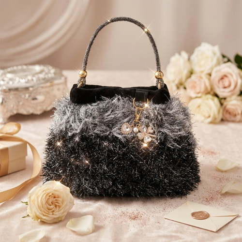 Extravagantní stříbrně černá kabelka handmade
