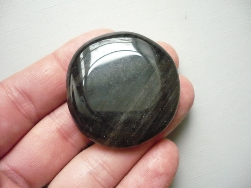 Placka - obsidián stříbrný 43 mm, č.657w