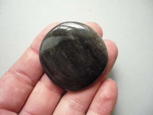 Placka - obsidián stříbrný 43 mm, č.659w