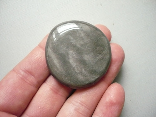 Placka - obsidián stříbrný 43 mm, č.660w