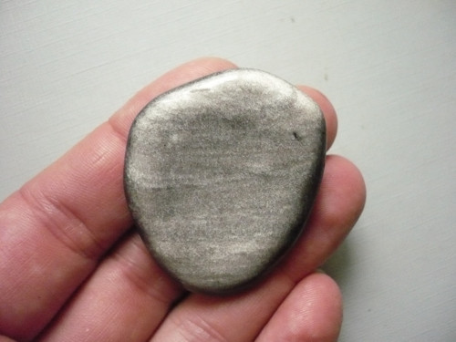 Placka - obsidián stříbrný 45 mm, č.662w