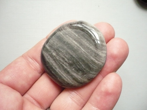 Placka - obsidián stříbrný 45 mm, č.675w