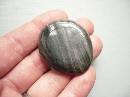 Placka - obsidián stříbrný 43 mm, č.676w