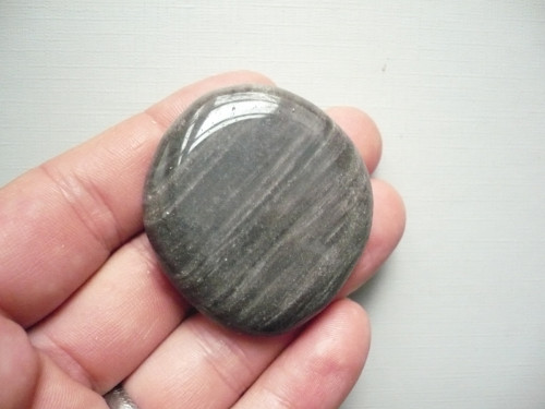 Placka - obsidián stříbrný 45 mm, č.682w