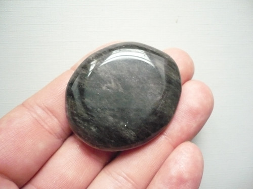 Placka - obsidián stříbrný 44 mm, č.685w