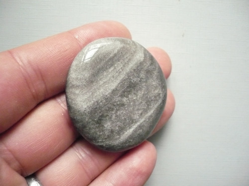 Placka - obsidián stříbrný 41 mm, č.689w