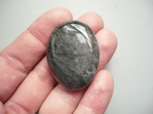 Placka - obsidián stříbrný 41 mm, č.690w