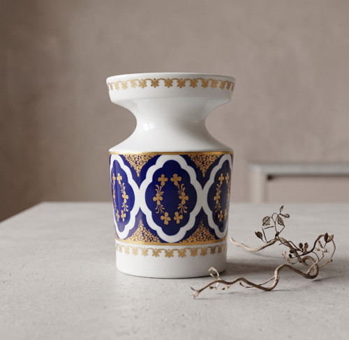 Porcelánová váza zdobená kobaltem a zlacením