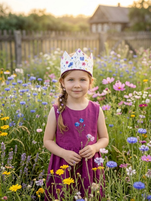 Čelenka Korunka Kvítka - vínová — foto 1