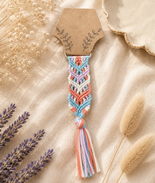 Boho klíčenka – pastelové tóny