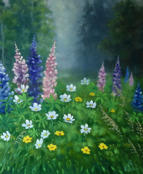 Tichá louka, olej 70x60 cm