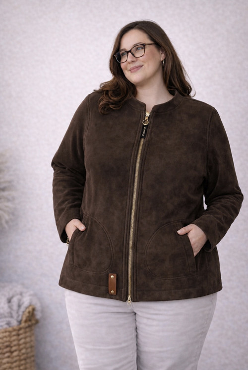 Bunda z broušené EKO kůže- plus size