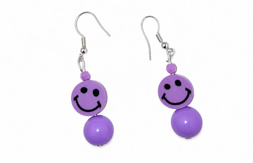 Fialové smiley náušnice