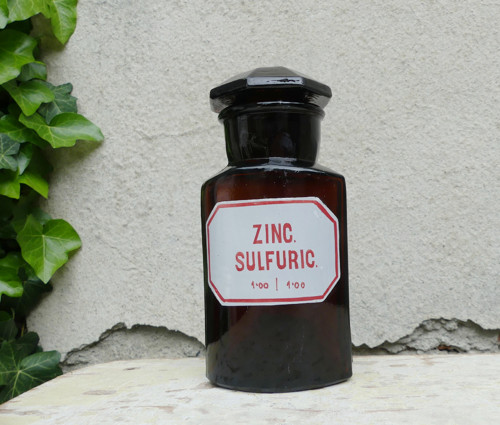 Zinc. Sulfuric....lékárenská lahev — foto 1