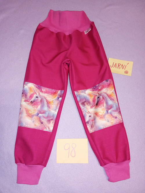 Jarní softshellové kalhoty 98 jednorožec — foto 1