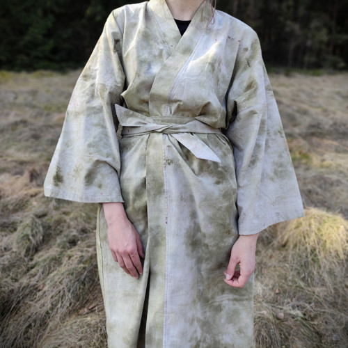 Kimono šaty přírodně barvené- borůvčí