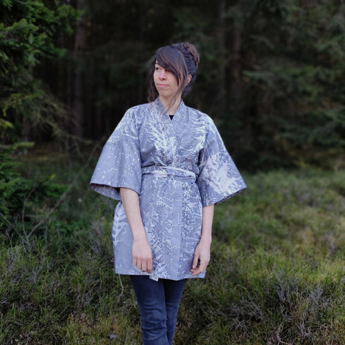 Kimono přírodně barvené- borůvkové kapradí