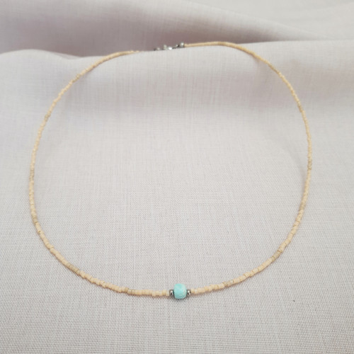Béžový Choker S Miyuki Korálky A Amazonitem