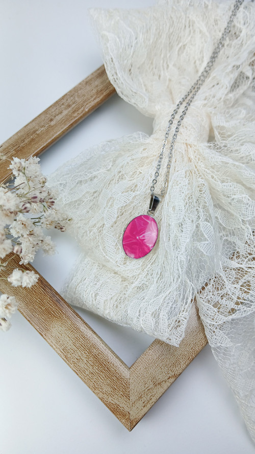 Fuchsia Elegance oválný náhrdelník