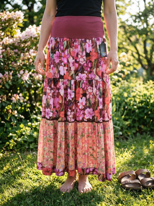 Maxi volánová sukně kytičková vel S-XXL