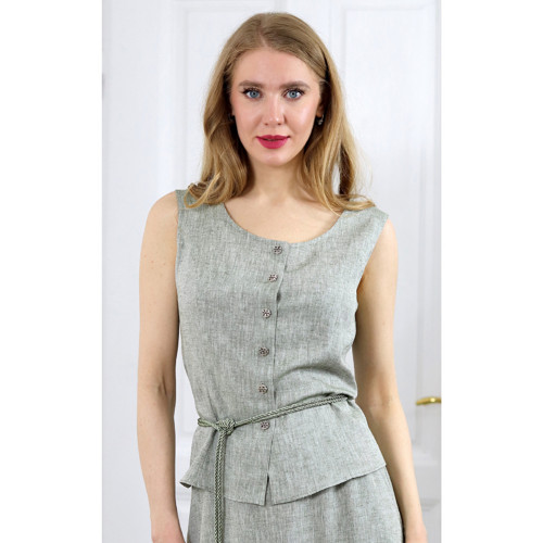Maxine - letní vesta, khaki, lněná směs