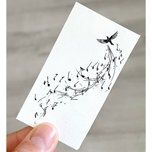 Dočasné tetovačky Tiny Tattoos Ptáček a noty T0170