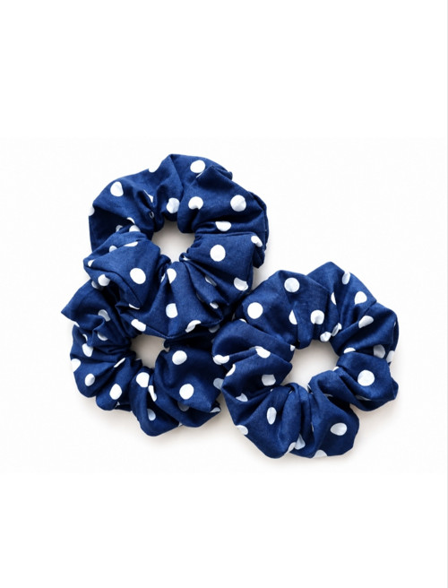 Látková Gumička Scrunchies Modrá s puntíky