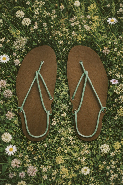 Sandály (hnědá x pastel green)