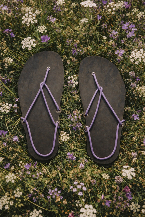 Sandály (šedá x pastel purple)