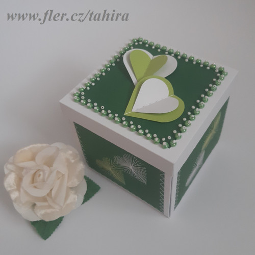 Exploding box srdíčka zeleno bílá - na objednávku — foto 1