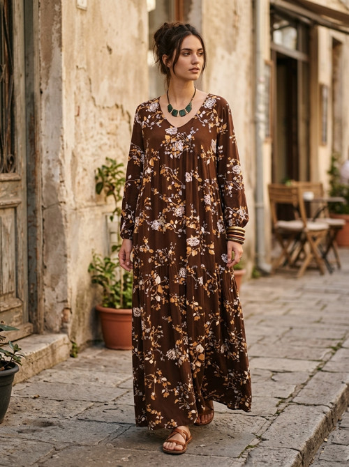 Boho dlouhé splývavé šaty Nostalgie vel.L (M -XL)