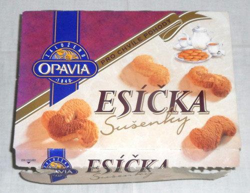 Kartonová KRABIČKA • Opavia, sušenky Esíčka, 1995
