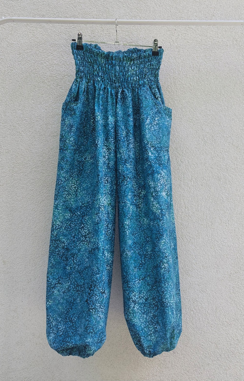 Turecké kalhoty smaragdové-bali batik