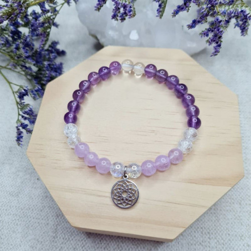 Náramek z minerálů 7. čakra Sahasrara 6 mm (ochran