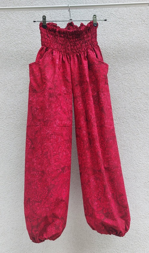 Turecké kalhoty tmavě červené-bali batik