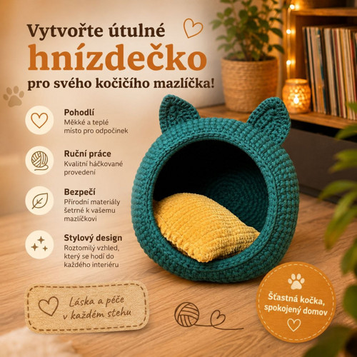 Háčkovaný domeček / pelíšek pro kočičky – Digitáln