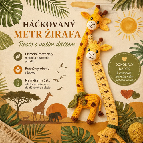 Návod na háčkovaného žirafího kamaráda – Růstový m