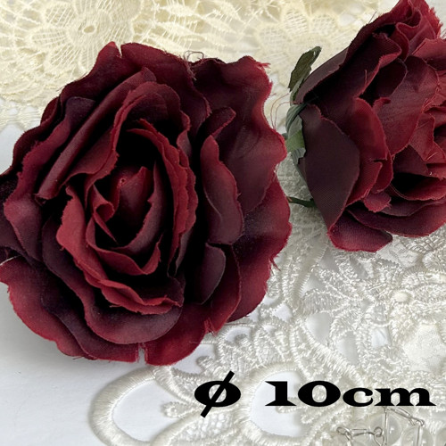 Umělá růže bordó - 10cm - 1ks