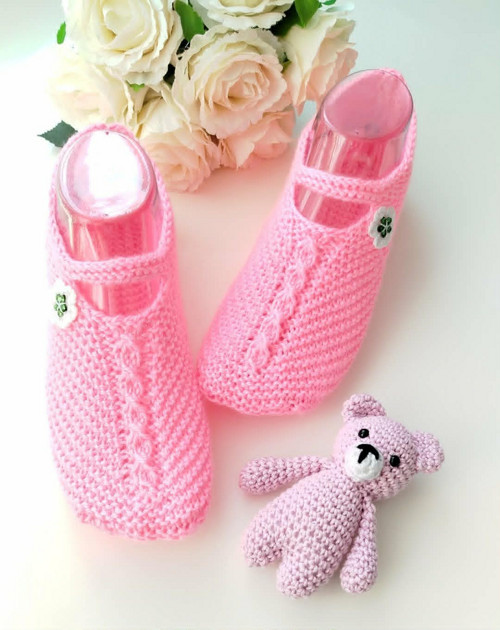 Dívčí pletené přezůvky PINK, vel. 9 - 12 let