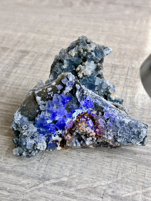 Modrý FLUORIT+ Sfalerit, výstavní minerál, 172 gr.
