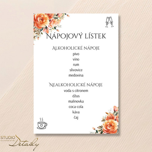 Nápojový lístek - Květinová terakota