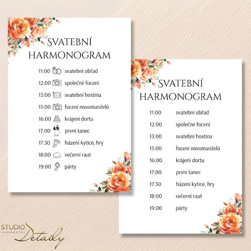 Svatební program - Květinová terakota
